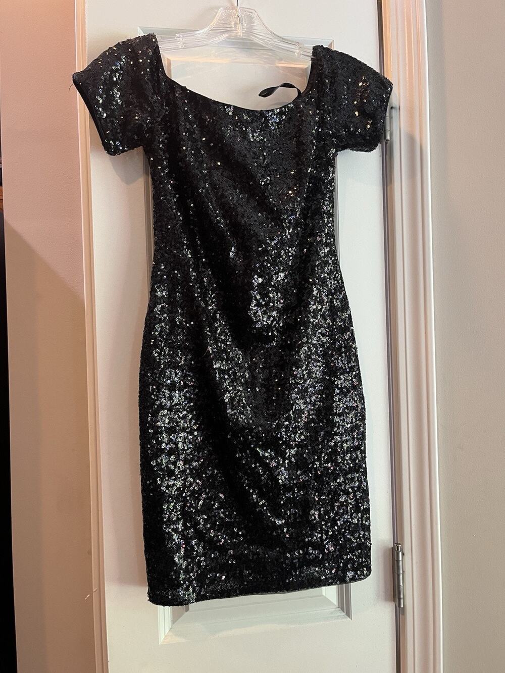 Aidan Mattox Dress Womens Size 2 Blk Beaded Sequin